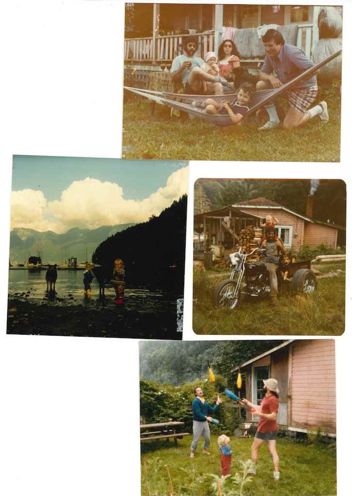 Collage of four photos of Davies Orchard in what looks like the '80s